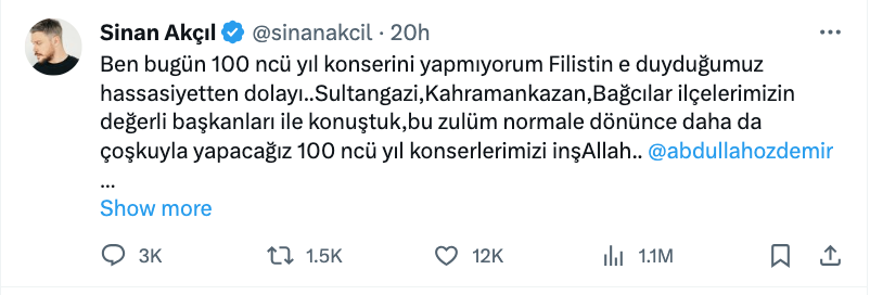 sinan akcil 100 yilda konser vermemesini degerlendirdi bu zulum bitince